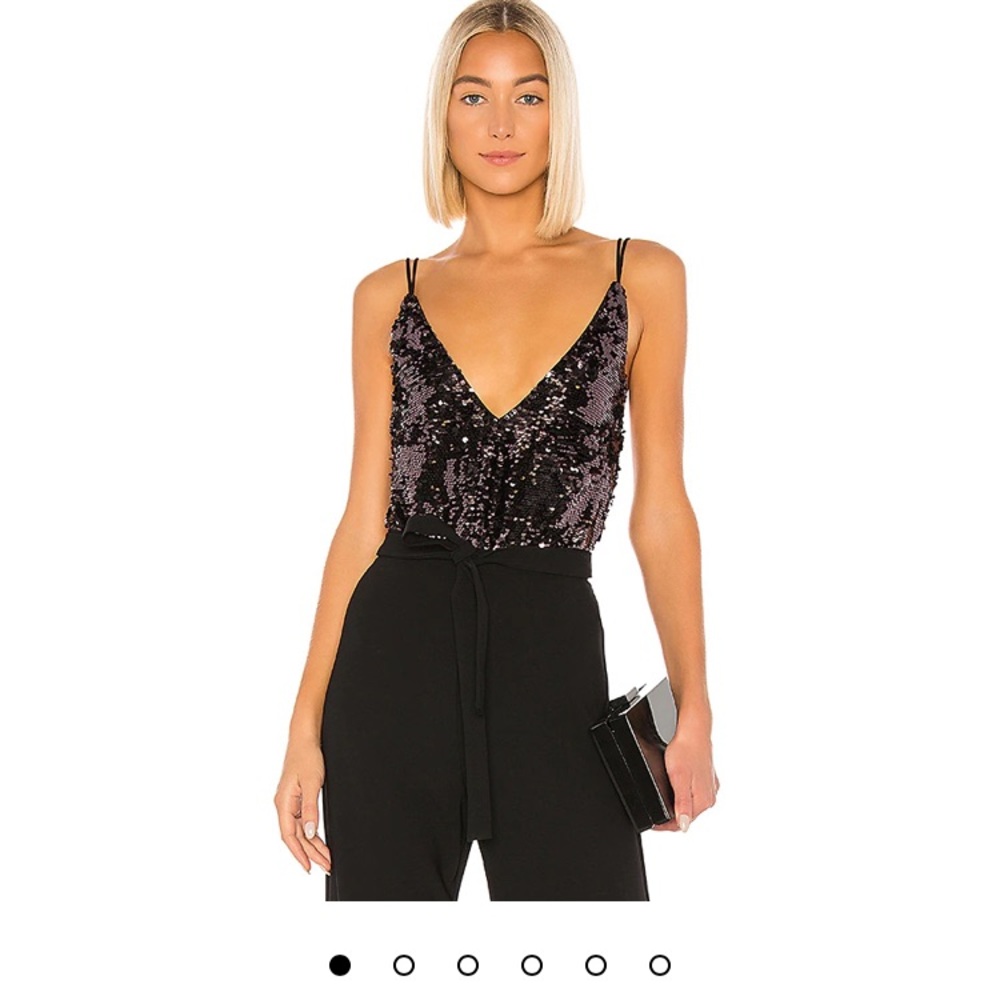Plunging neckline beautiful black sequin bodysuit